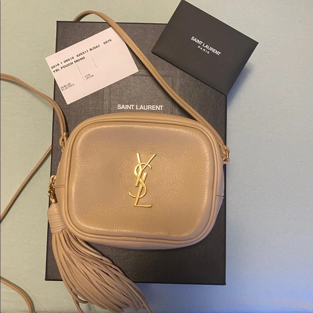 Yves Saint Laurent Nude Beige Leather Tassel Crossbody